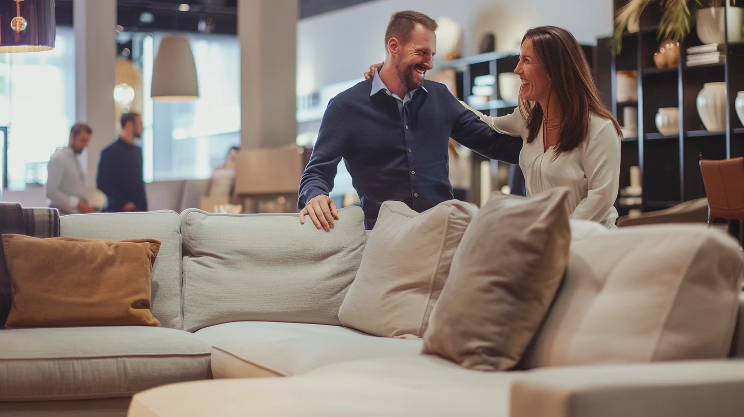 Furniture and appliances — couple in showroom