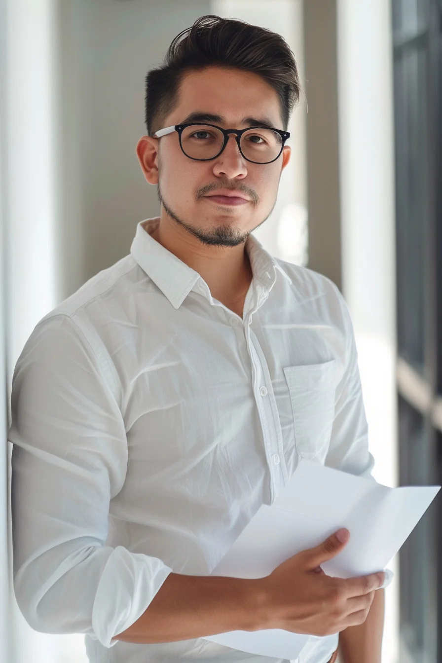Young Latino American man holding approved personal loan document with relief